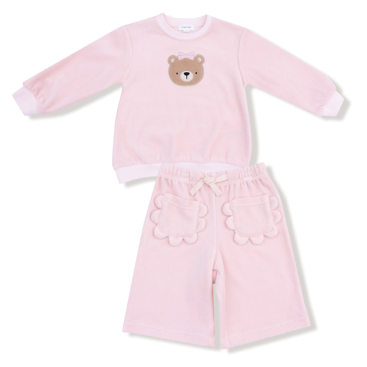 Angel Dear Velour Teddy Bear Oversized Shirt & Wide Leg Pant