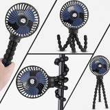 Tech Trendz Portable Rechargable Tripod Stroller Fan | Black