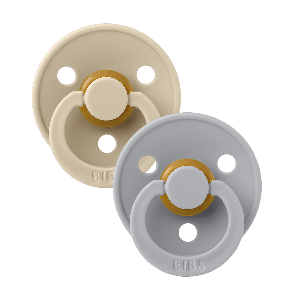 BIBS Natural Rubber Round Pacifier | 2 Pack Mixed Colors (Size 1) 0-6M |