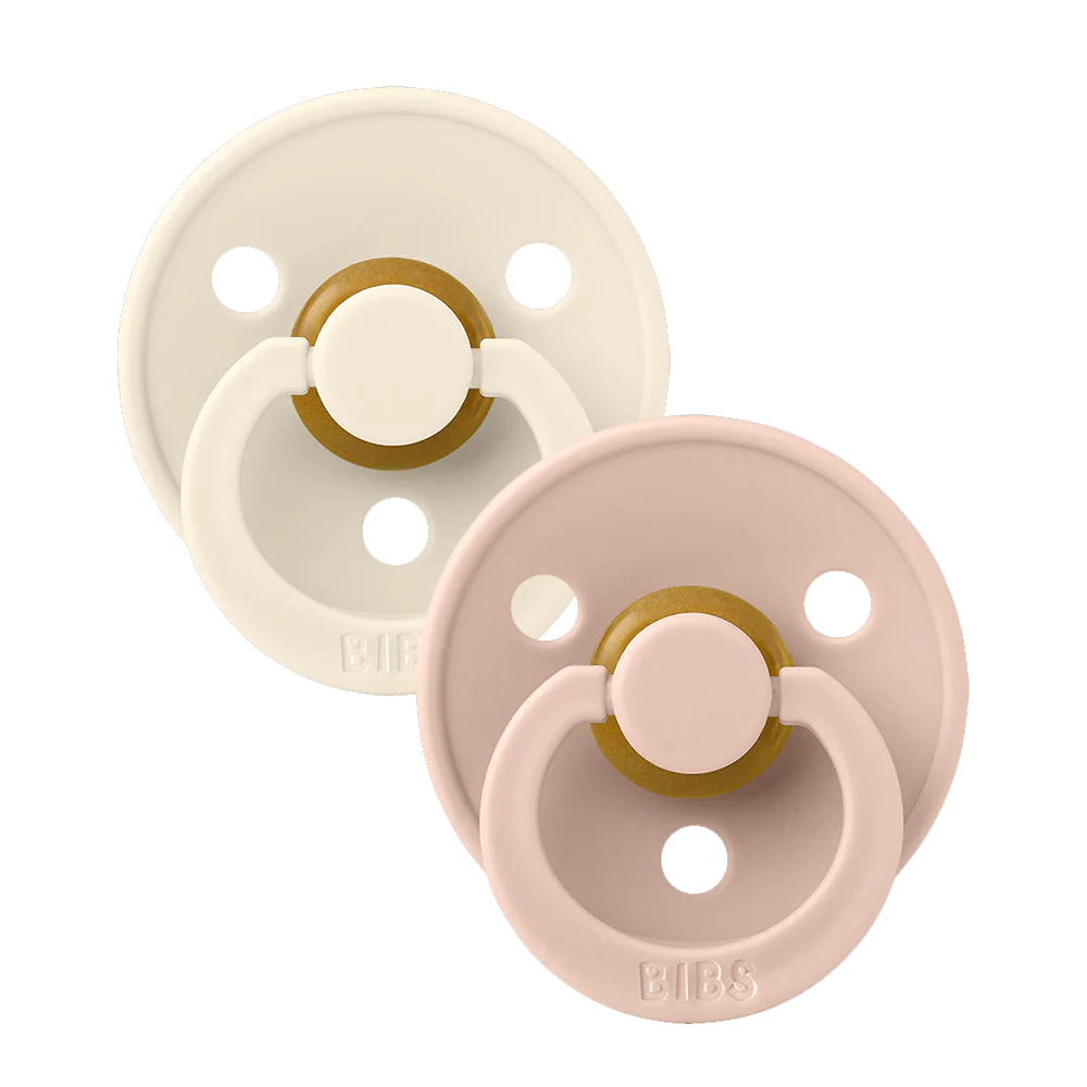 BIBS Natural Rubber Round Pacifier | 2 Pack Mixed Colors (Size 1) 0-6M |