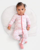 Pearls and Pelicans Bayou Toile Bamboo Zip Up Pajamas | Pink