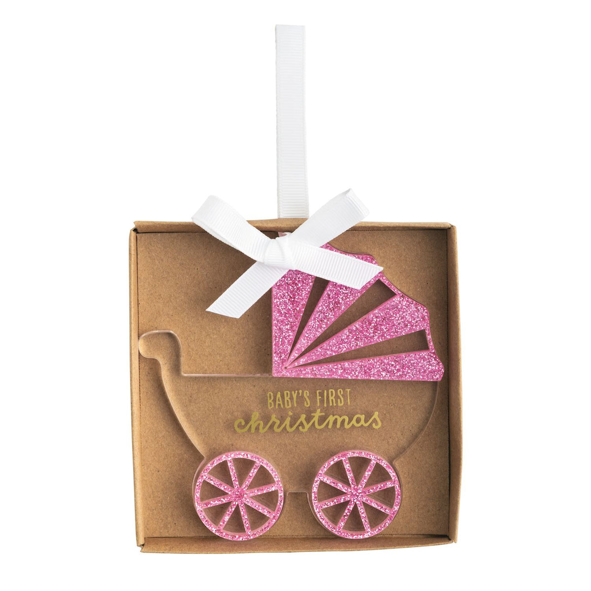 Mud Pie My First Christmas Acrylic Pink Baby Ornament