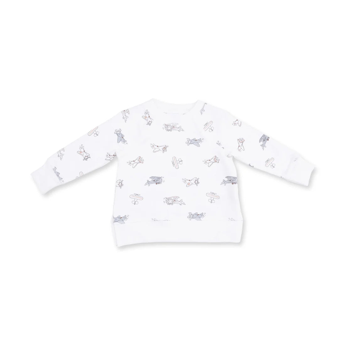 Angel Dear Vintage Airplane Pilots Raglan Sweatshirt & Solid Citadel Jogger Playwear Set