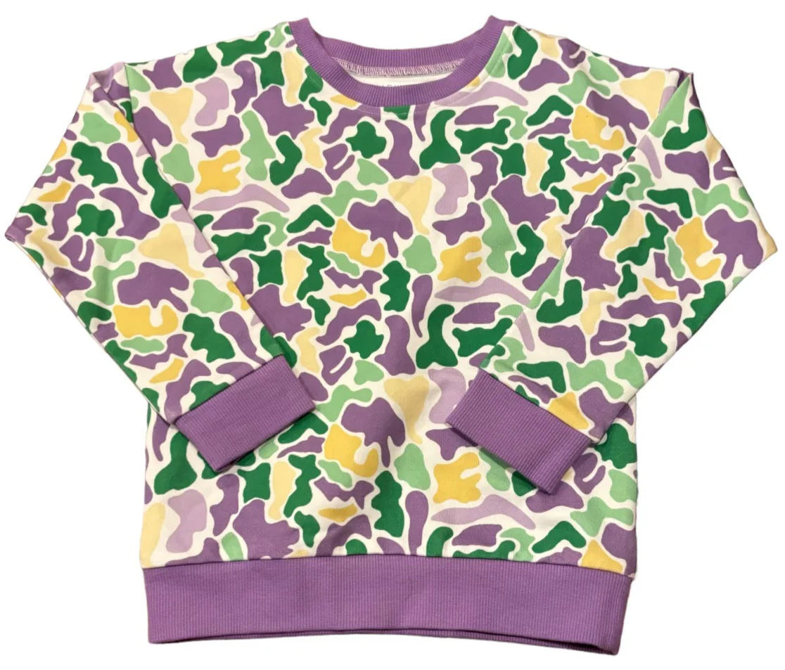 Lulu Bebe Mardi Gras Camo Sweatshirt