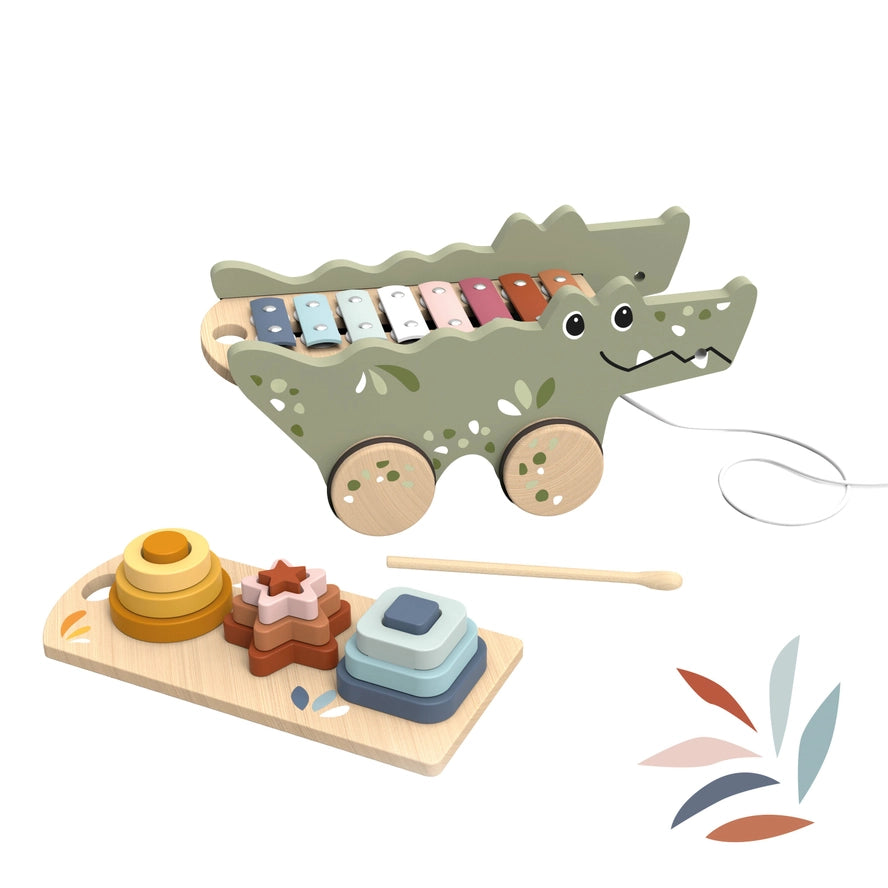 Speedy Monkey Croco (Gator) 3-in-1 Wooden Activity Pull-Along Toy