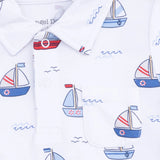 Angel Dear Bubbly Sailboats Blue Polo w/ Casual Short