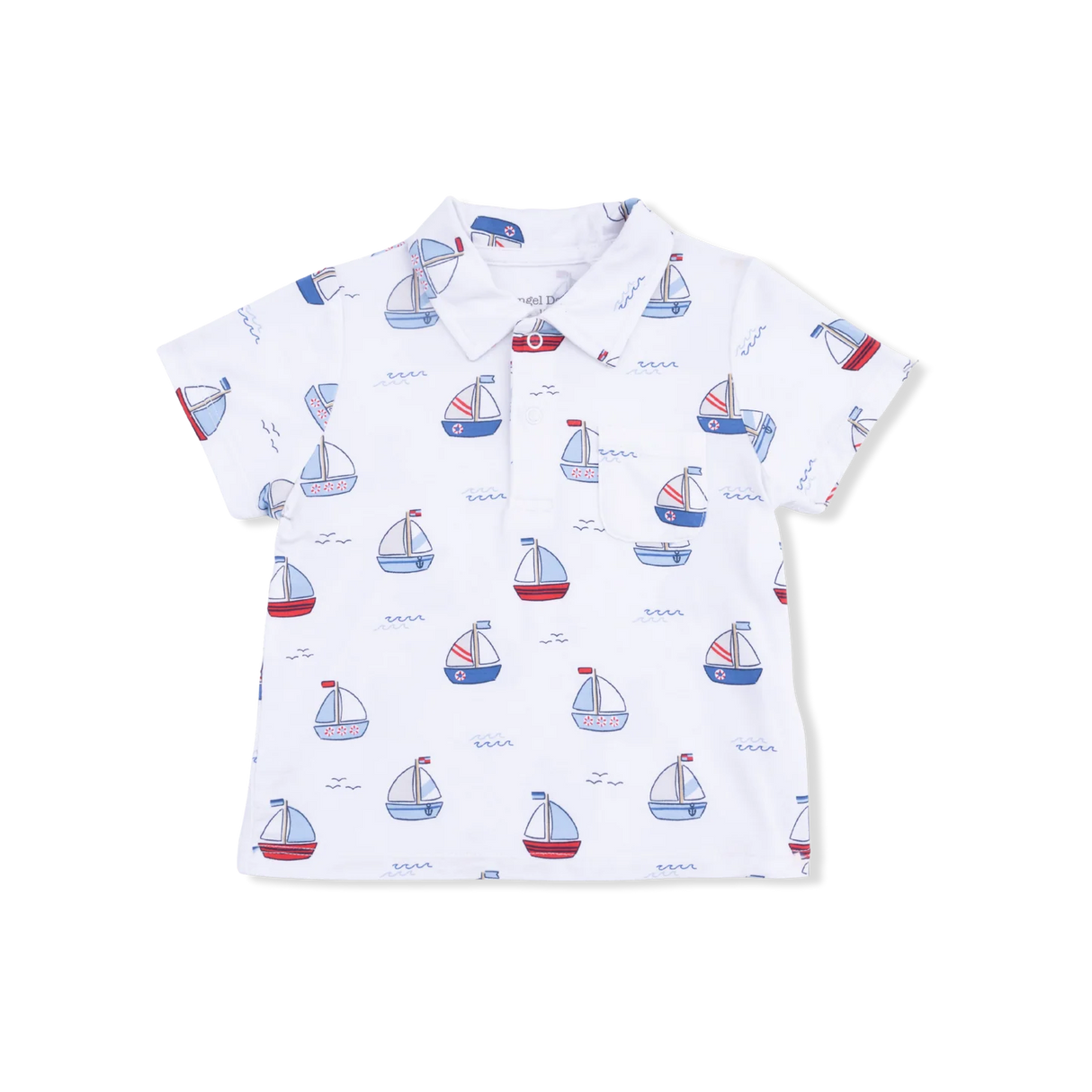 Angel Dear Bubbly Sailboats Blue Polo w/ Casual Short