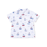 Angel Dear Bubbly Sailboats Blue Polo w/ Casual Short