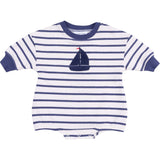 Angel Dear Navy Stripe French Terry Sweatshirt Bubble | Blue Sailboat