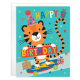 Gina B Designs Birthday Greeting Card | Skateboarding Tiger
