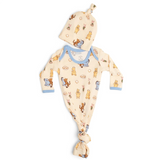 Pearl's & Pelicans Pooh's Beignet Adventure Bamboo Gown + Beanie Hat Set (0-3mo)