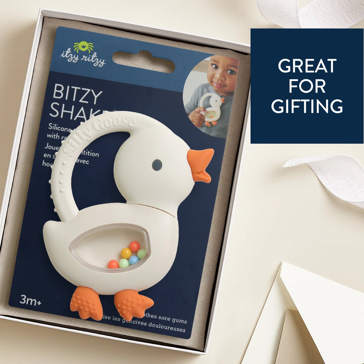 Itzy Ritzy Bitzy Shake Rattle and Silicone Teether | Goose