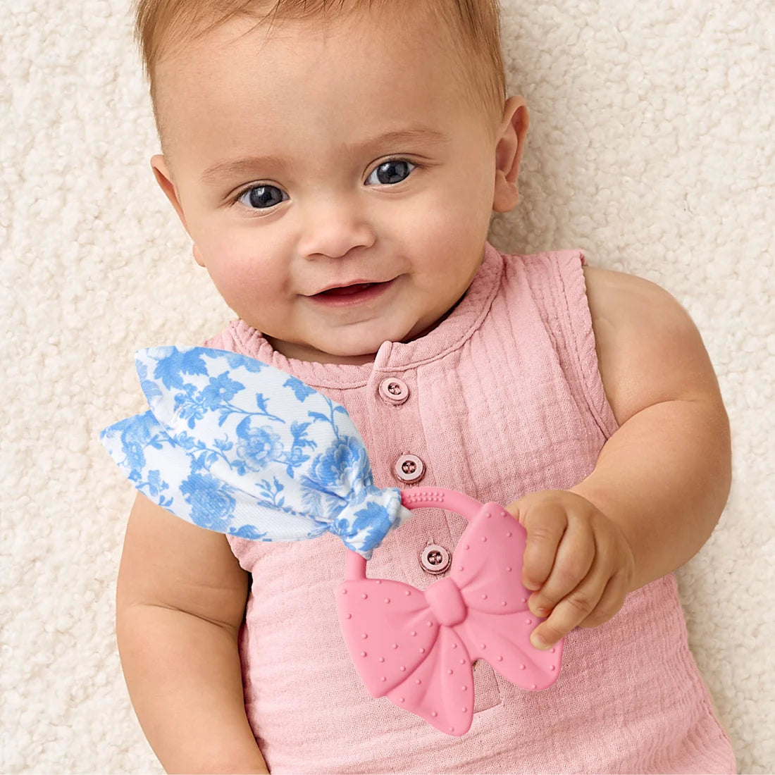 Itzy Ritzy Pink Bow Crinkle Crew Sensory Teether
