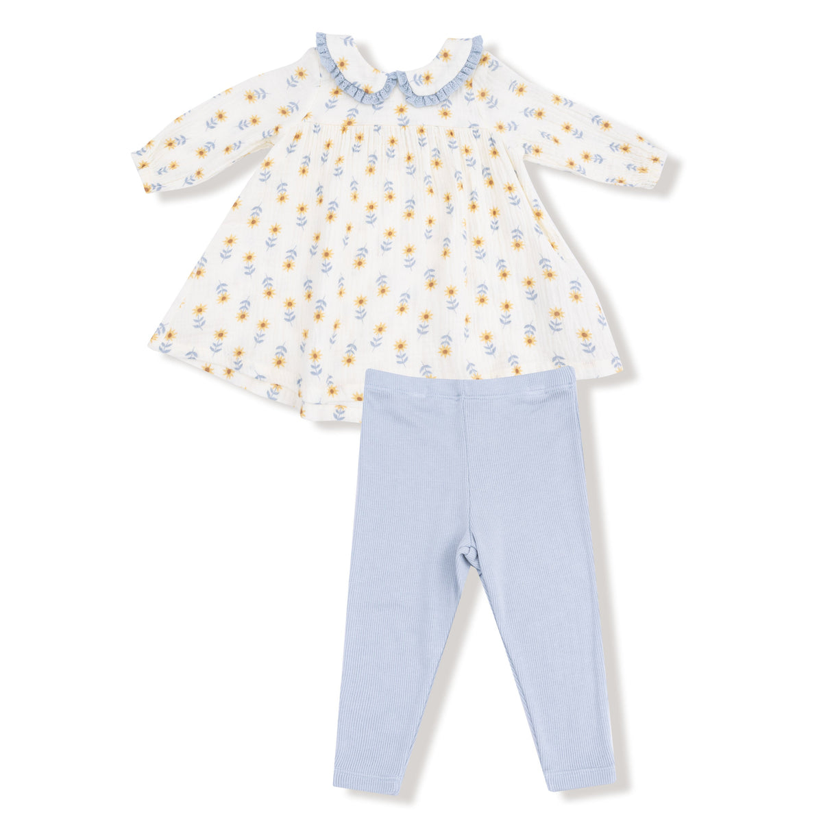Angel Dear Western Sunflower Eyelet Dress & Ribbed Leggings