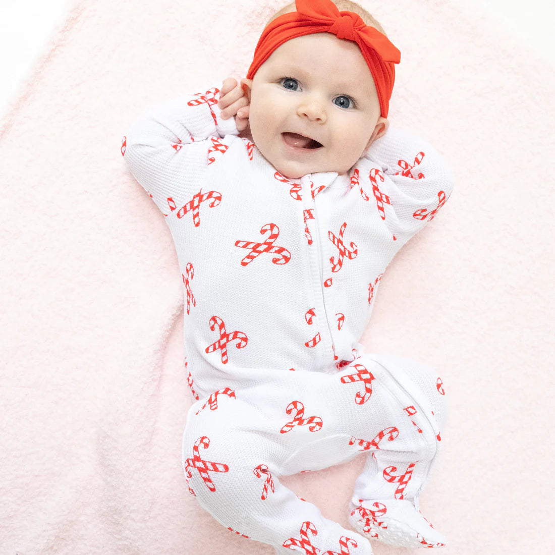 Angel Dear Candy Canes 2-Way Zipper Footie