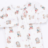 Angel Dear Christmas Teddy Bears Uni Bamboo 2-Way Zipper Footie