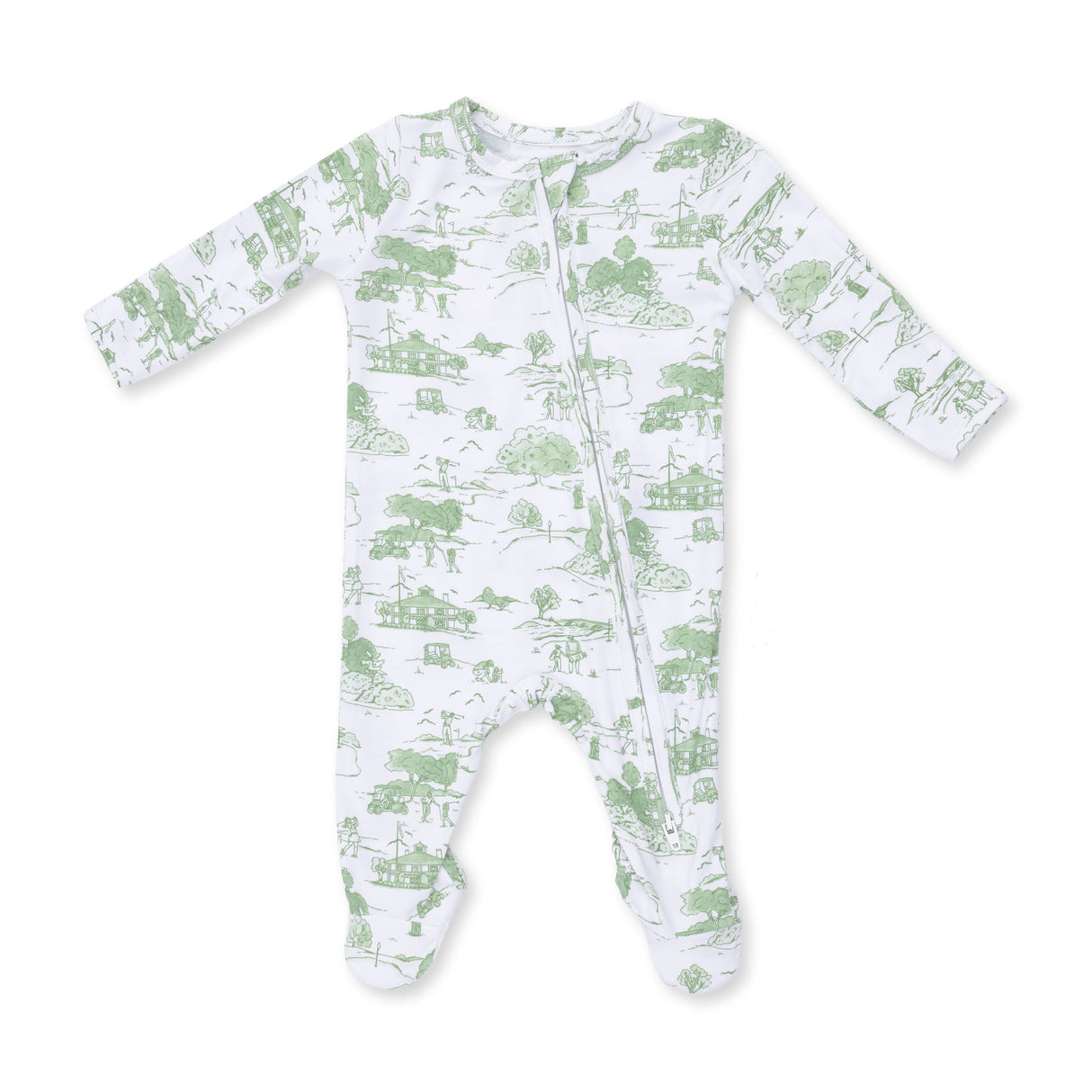 Angel Dear Golf Toile Green Bamboo 2-Way Zipper Footie