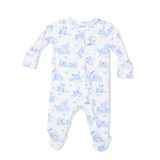 Angel Dear Puppy Toile Blue 2 Way Zipper Footie