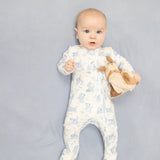 Angel Dear Puppy Toile Blue 2 Way Zipper Footie