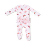 Angel Dear Candy Cane Bows Ruffle 2-Way Zipper Footie
