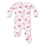 Angel Dear Candy Cane Bows Ruffle 2-Way Zipper Footie