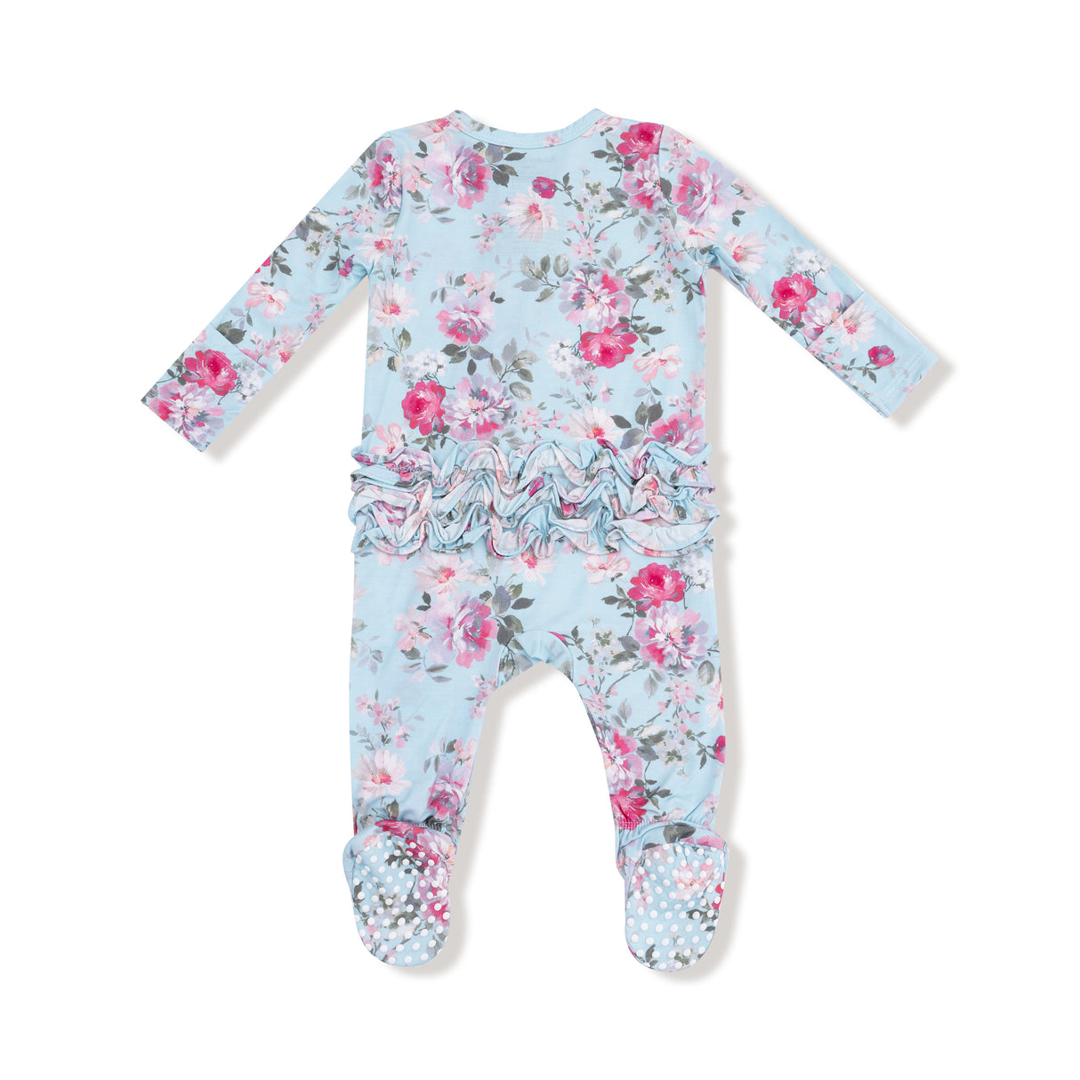 Angel Dear Charlotte Floral Ruffle 2-Way Zipper Footie