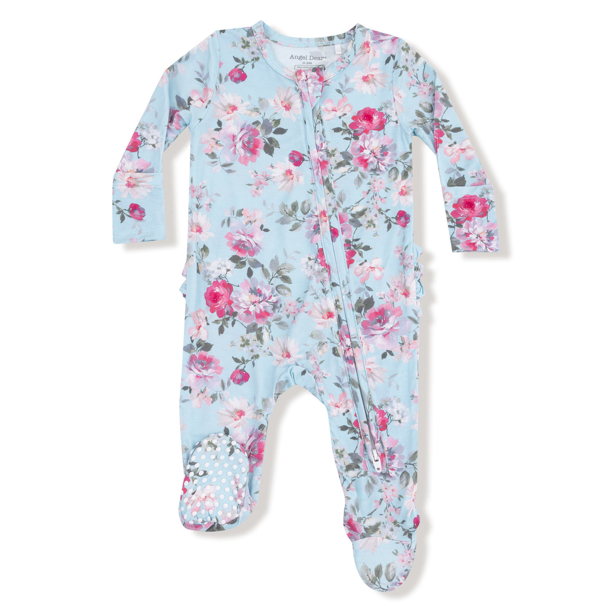 Angel Dear Charlotte Floral Ruffle 2-Way Zipper Footie