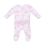 Angel Dear Golf Toile Pink Bamboo 2-Way Ruffle Zipper Footie