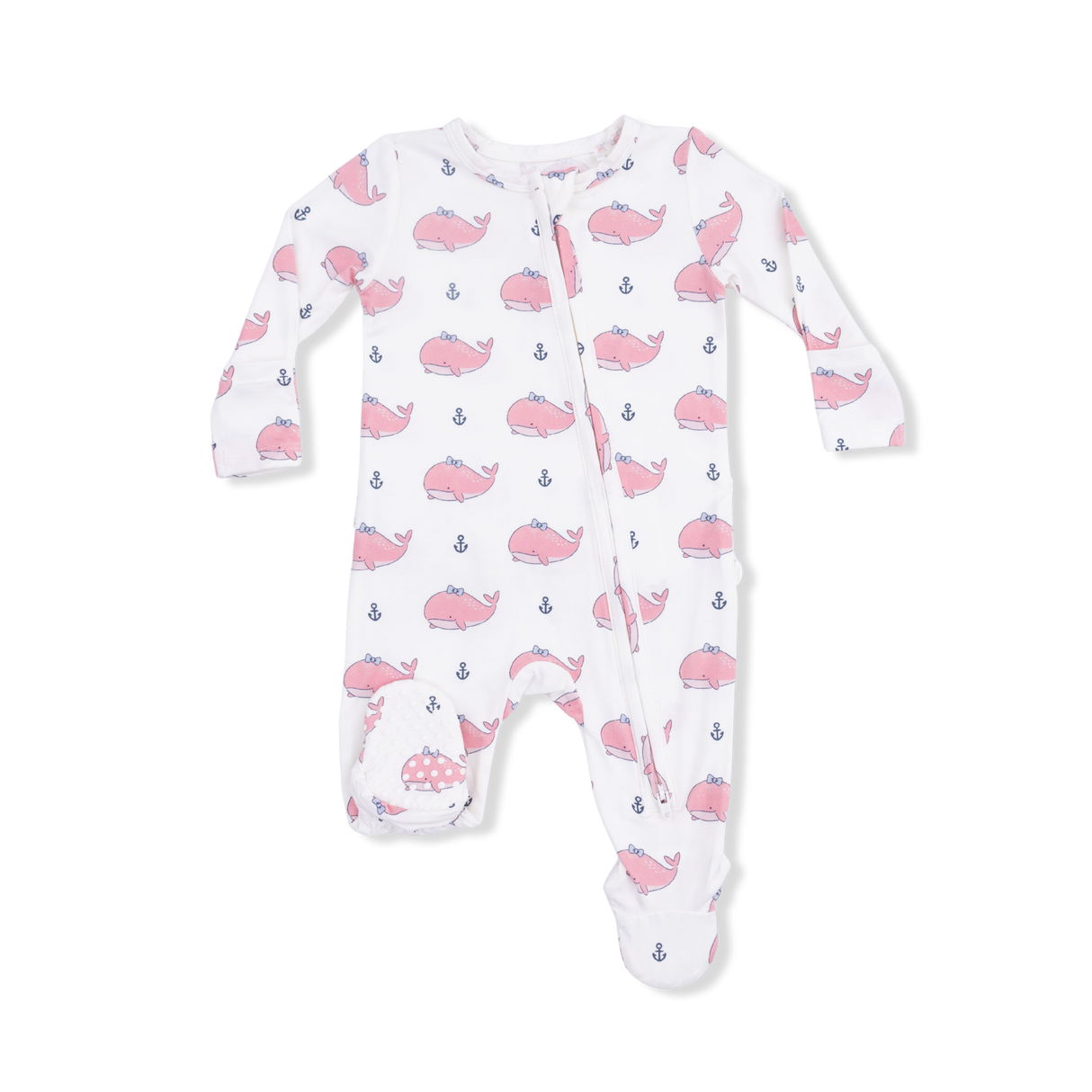 Angel Dear Bubbly Whale w/ Bow Pink Ruffle Playsuit