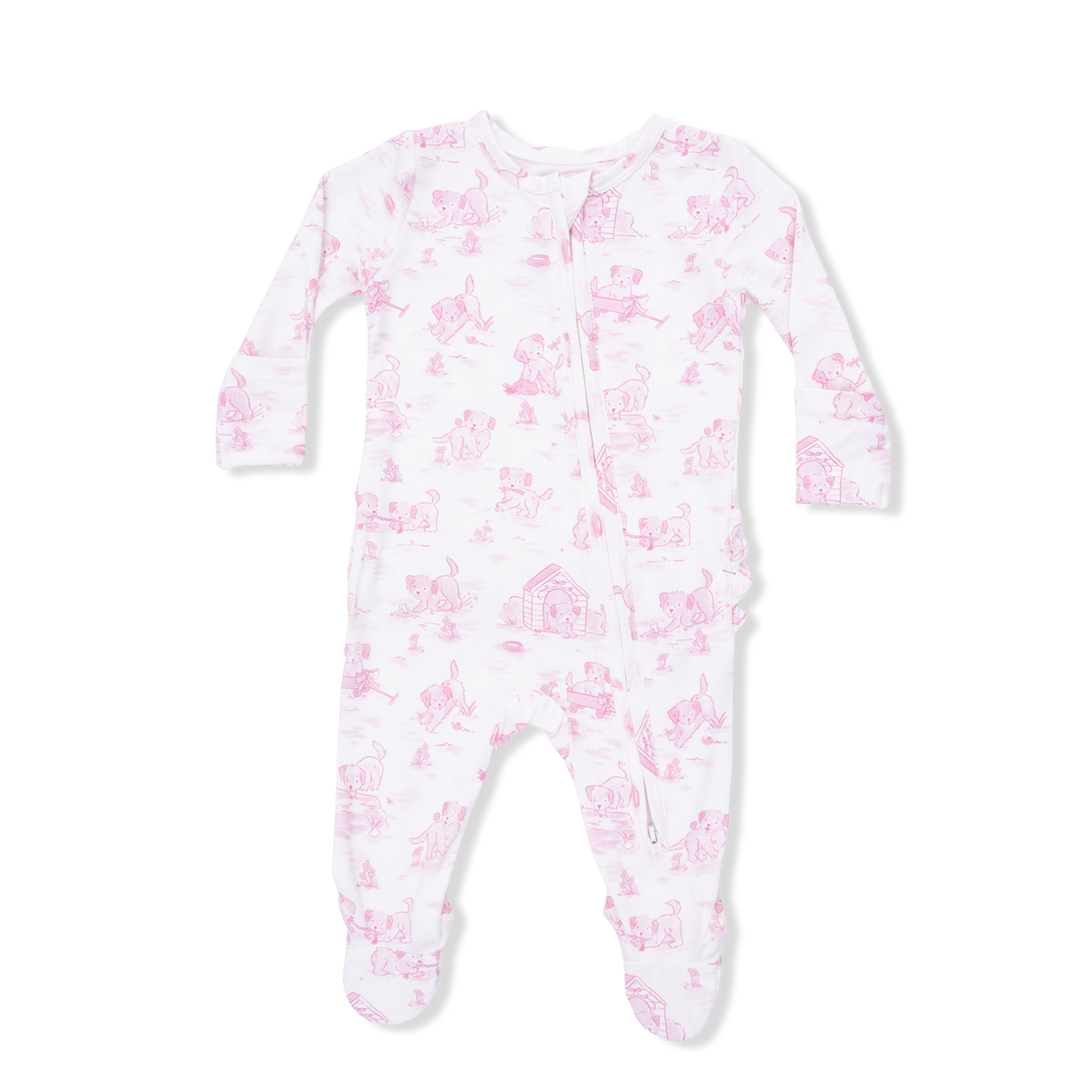 Angel Dear Puppy Toile Pink 2 Way Zipper Footie
