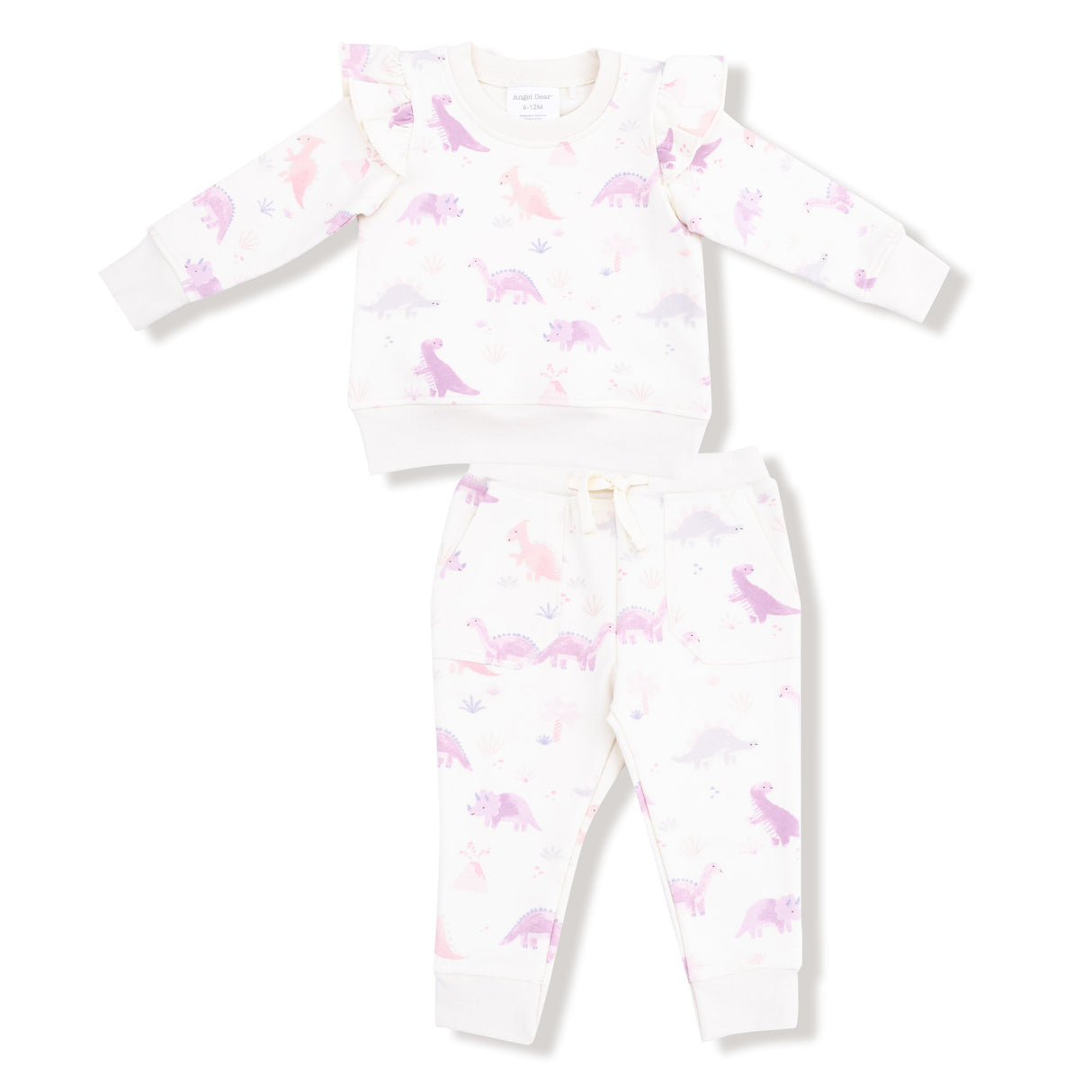 Angel Dear Soft Dinos Purple Ruffle Sweatshirt & Jogger Set