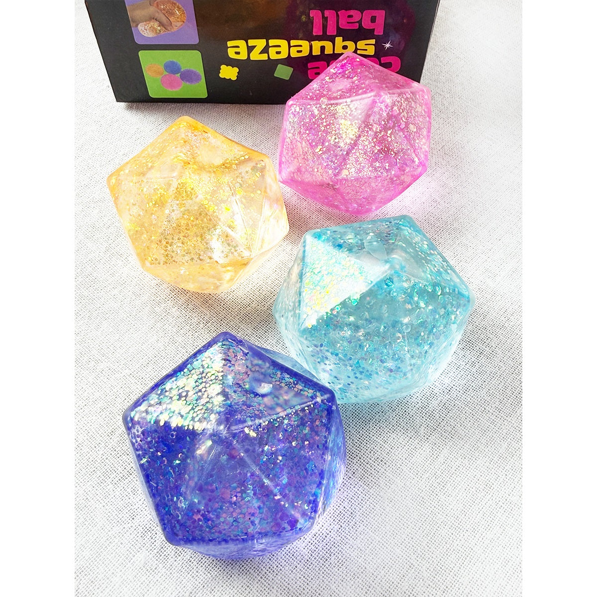Love and Repeat Glittered Diamond Cube Squishy Toy