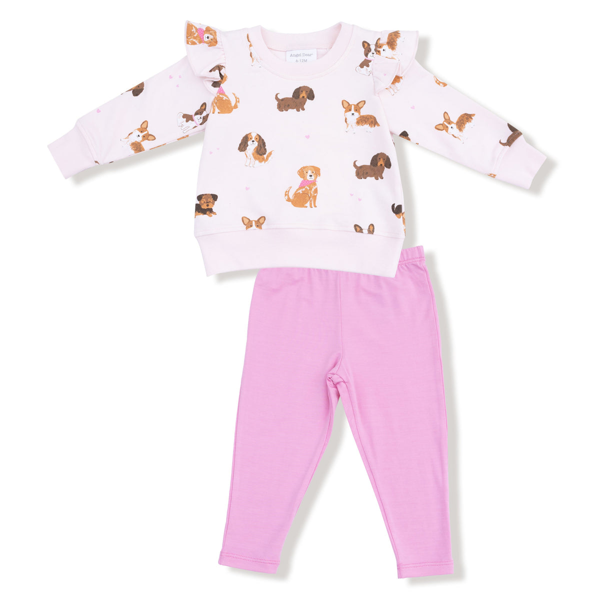 Angel Dear Best Friend Dogs Pink Ruffle Sweatshirt & Bamboo Legging