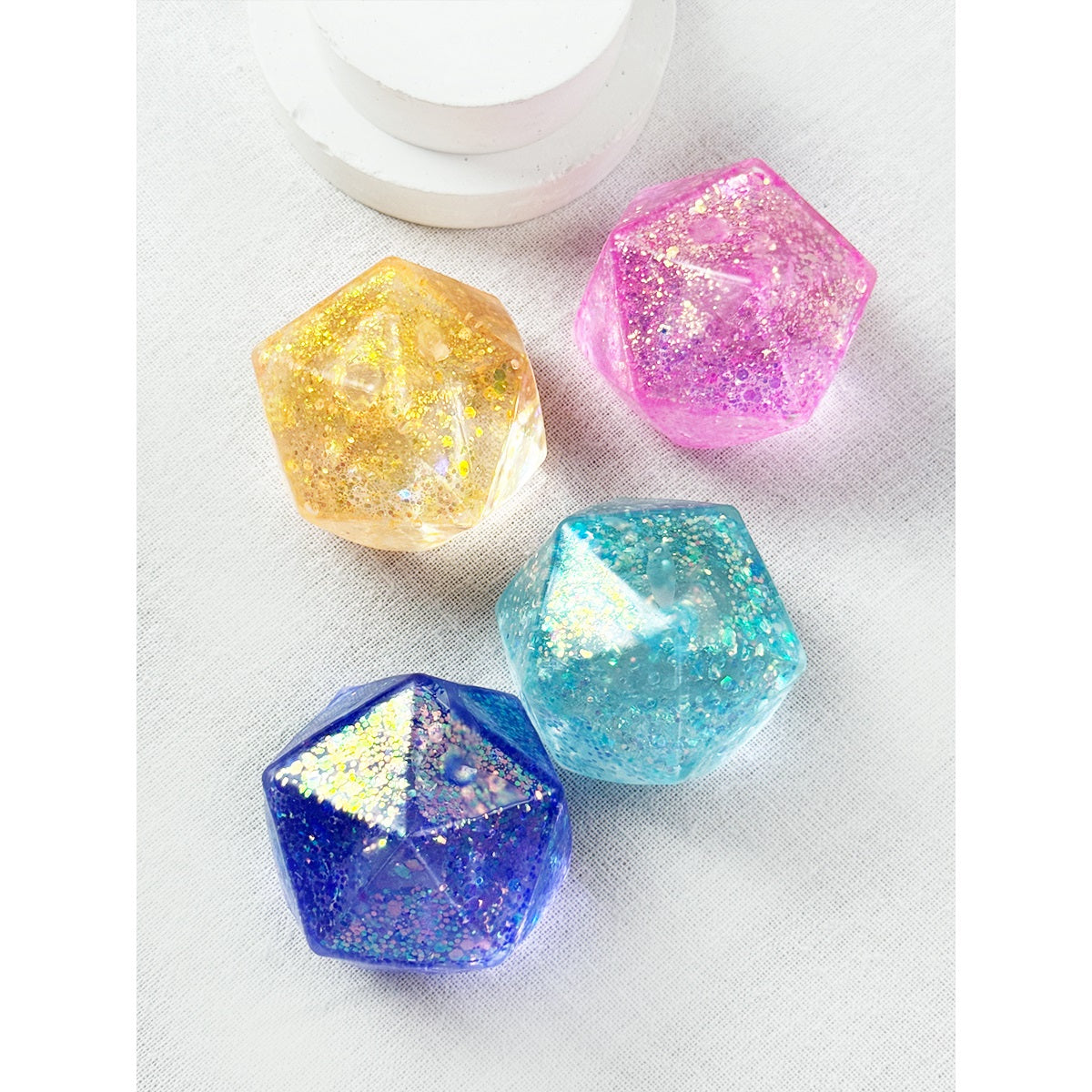 Love and Repeat Glittered Diamond Cube Squishy Toy