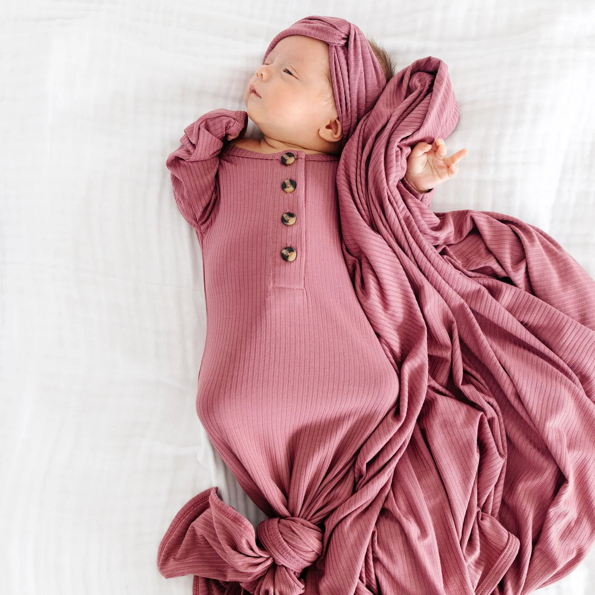 Lou Lou and Company Marjorie Ribbed Knotted Gown | NB-3M