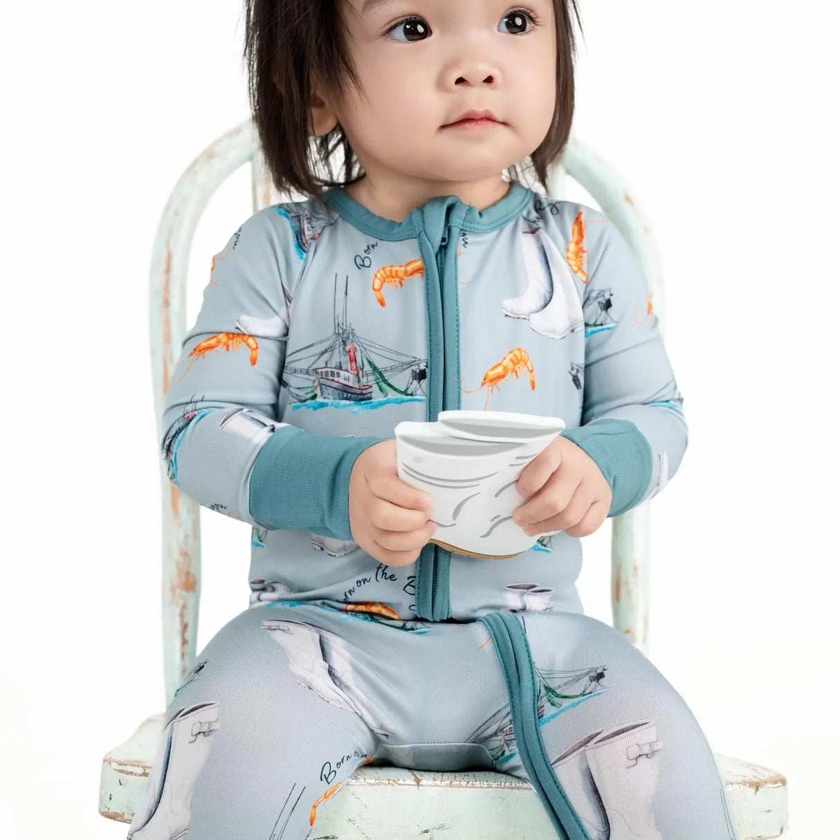 Pearls & Pelicans Born on the Bayou Bamboo Zip-Up Pajamas