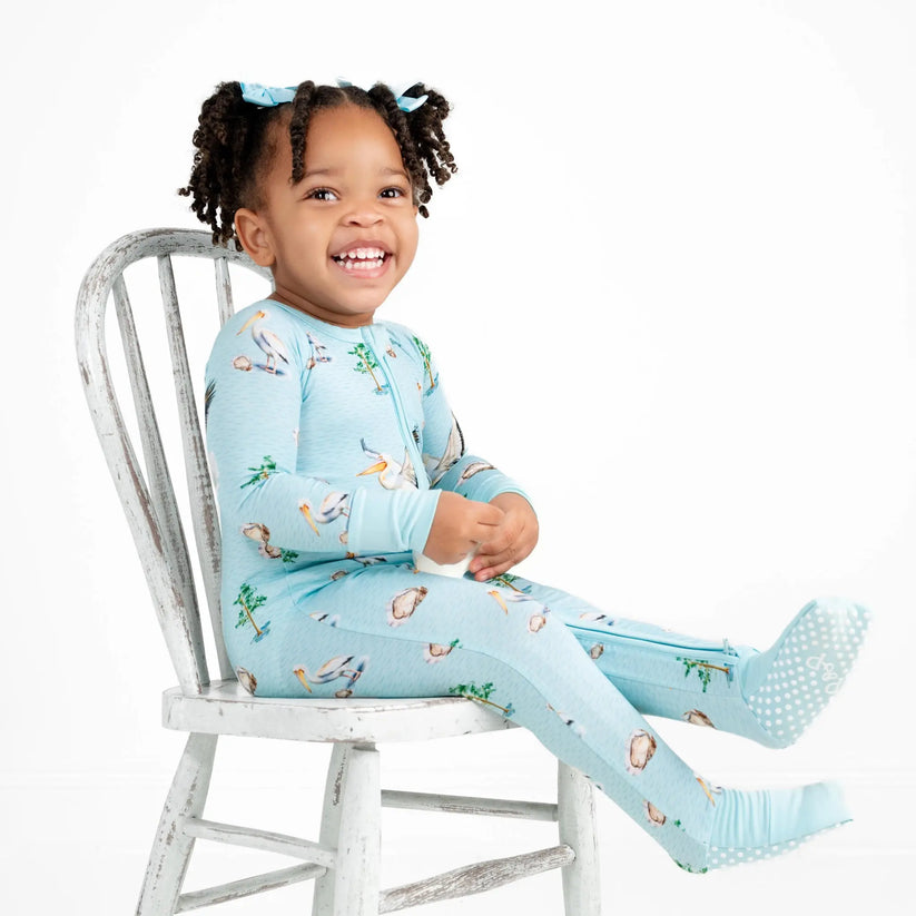 Pearls and Pelicans Bamboo Zip-Up Pajamas
