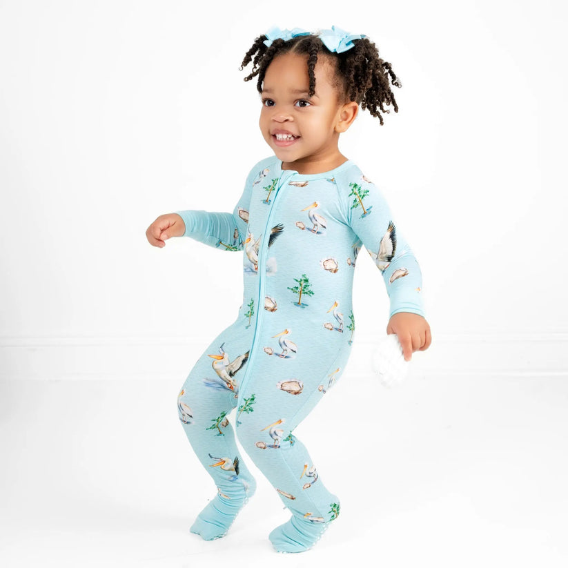Pearls and Pelicans Bamboo Zip-Up Pajamas