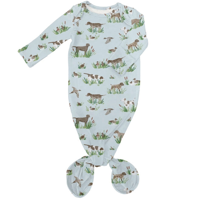 Goosies Delta Dogs Bamboo Knotted Infant Gown | 0-3M