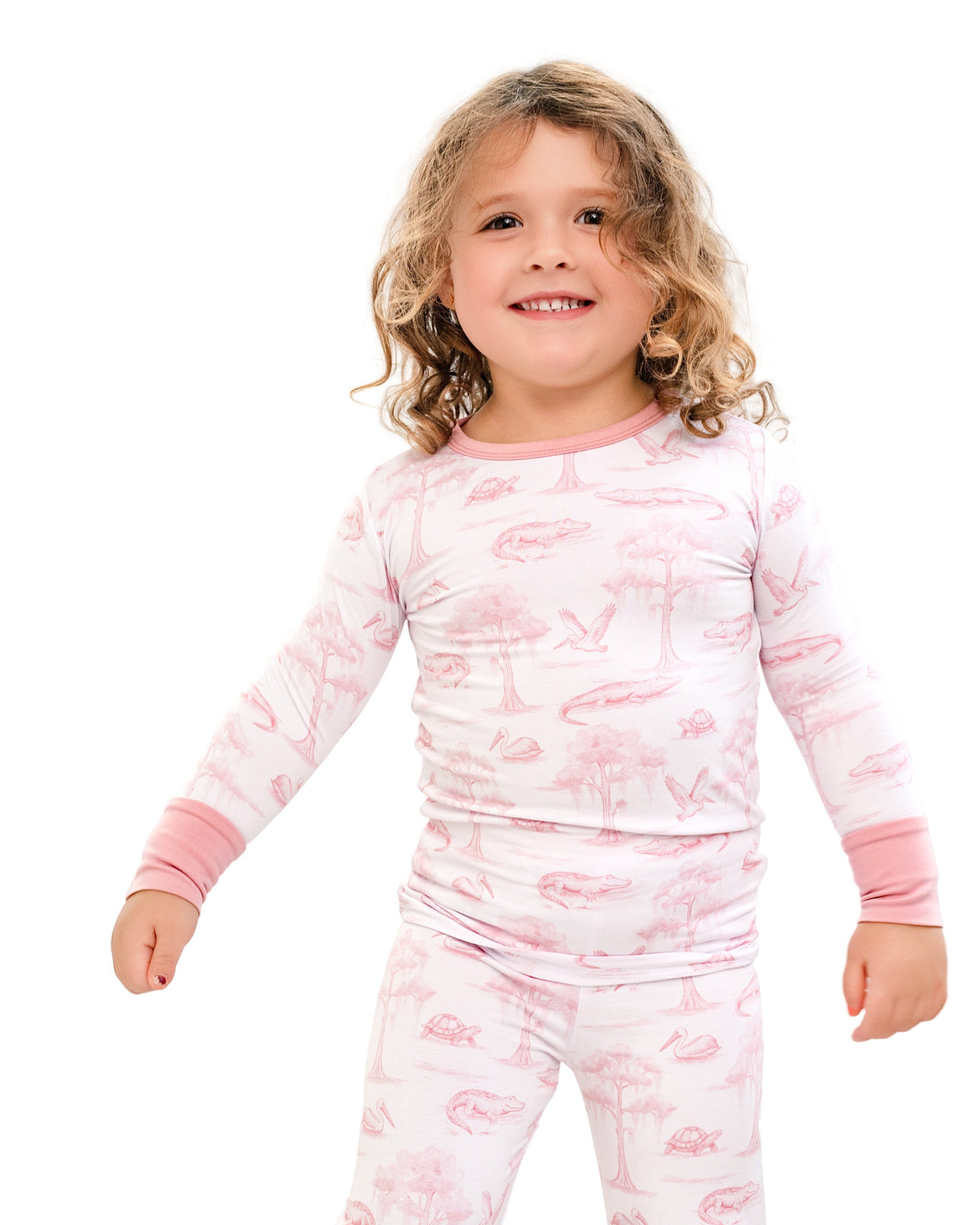 Pearls and Pelicans Bayou Toile Two-Piece Pajamas | Pink
