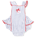 Angel Dear Baseball Stripe Ric Rac Ruffle Sunsuit