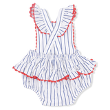 Angel Dear Baseball Stripe Ric Rac Ruffle Sunsuit