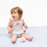Angel Dear Baseball Stripe Ric Rac Ruffle Sunsuit