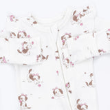 Angel Dear Explorer Puppy Pink Bamboo 2-Way Ruffle Sleeve Zipper Footie