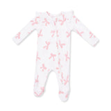Angel Dear Pretty Bows Bamboo 2-Way Ruffle Sleeve Zipper Footie