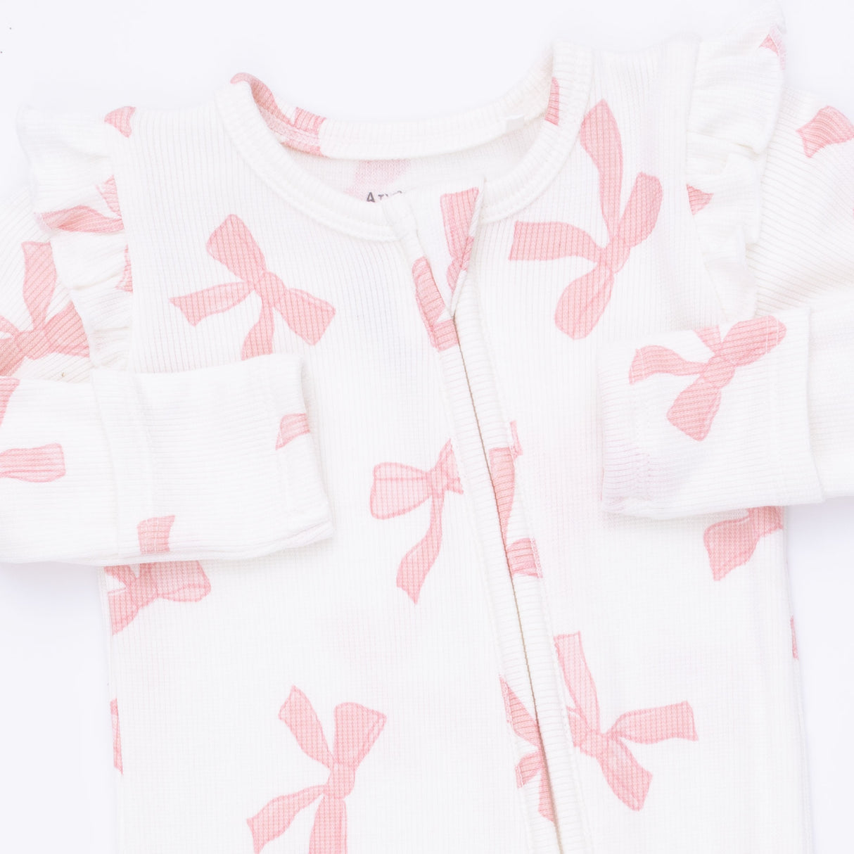 Angel Dear Pretty Bows Bamboo 2-Way Ruffle Sleeve Zipper Footie