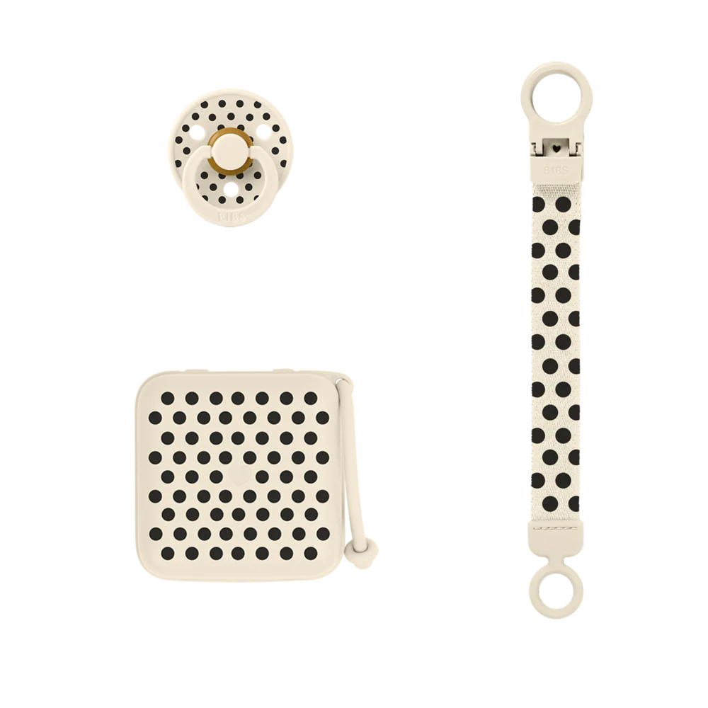 BIBS Soothe & Go Polka Gift Set | Ivory & Black