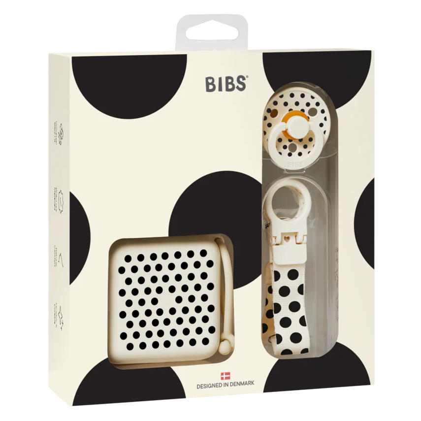 BIBS Soothe & Go Polka Gift Set | Ivory & Black