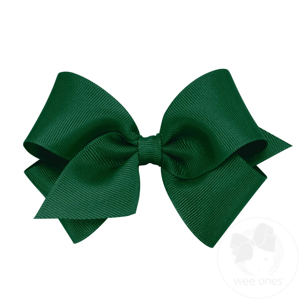 Wee Ones Forest Green Small Grosgrain Basic Bow