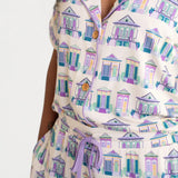 Pearls & Pelicans Bamboo Home Sweet Nola Purple Women's Short-Sleeve Shirt and Lounge Pants Set